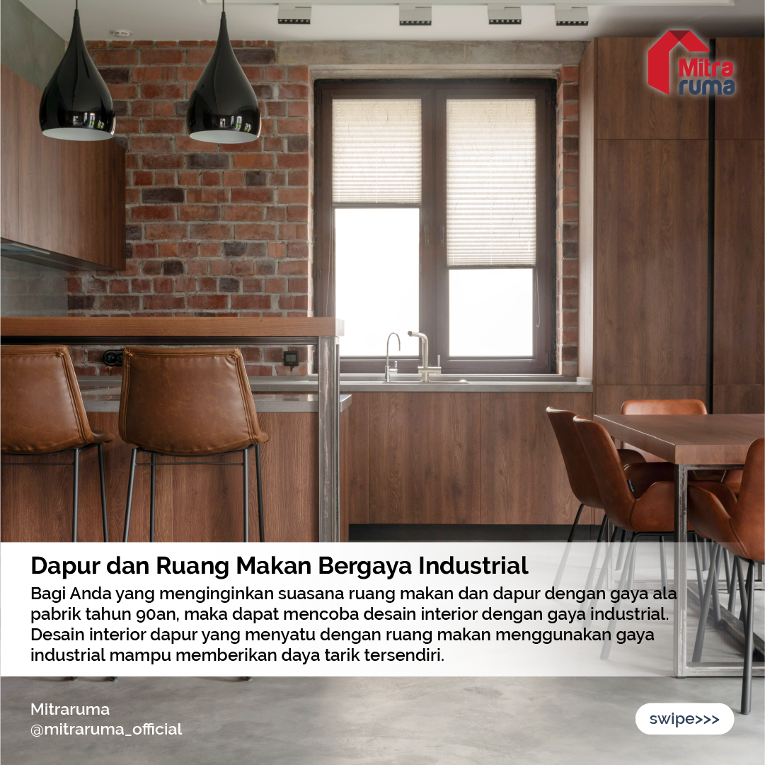 contoh dapur dan ruang makan bergaya industrial