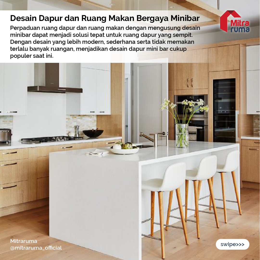 contoh desain dapur dan ruang makan bergaya minibar